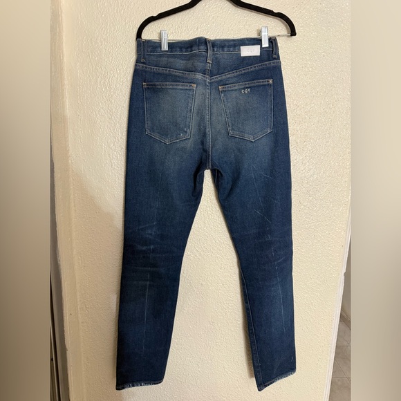 CQY Anthropology women’s Dark blue distress straight Slim denim jeans size 27 - Picture 7 of 12